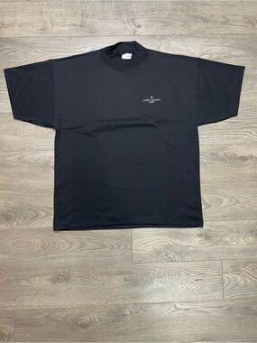 Vintage Loris Azzaro Paris Black Mock Neck T-Shirt Made in Canada single stitch